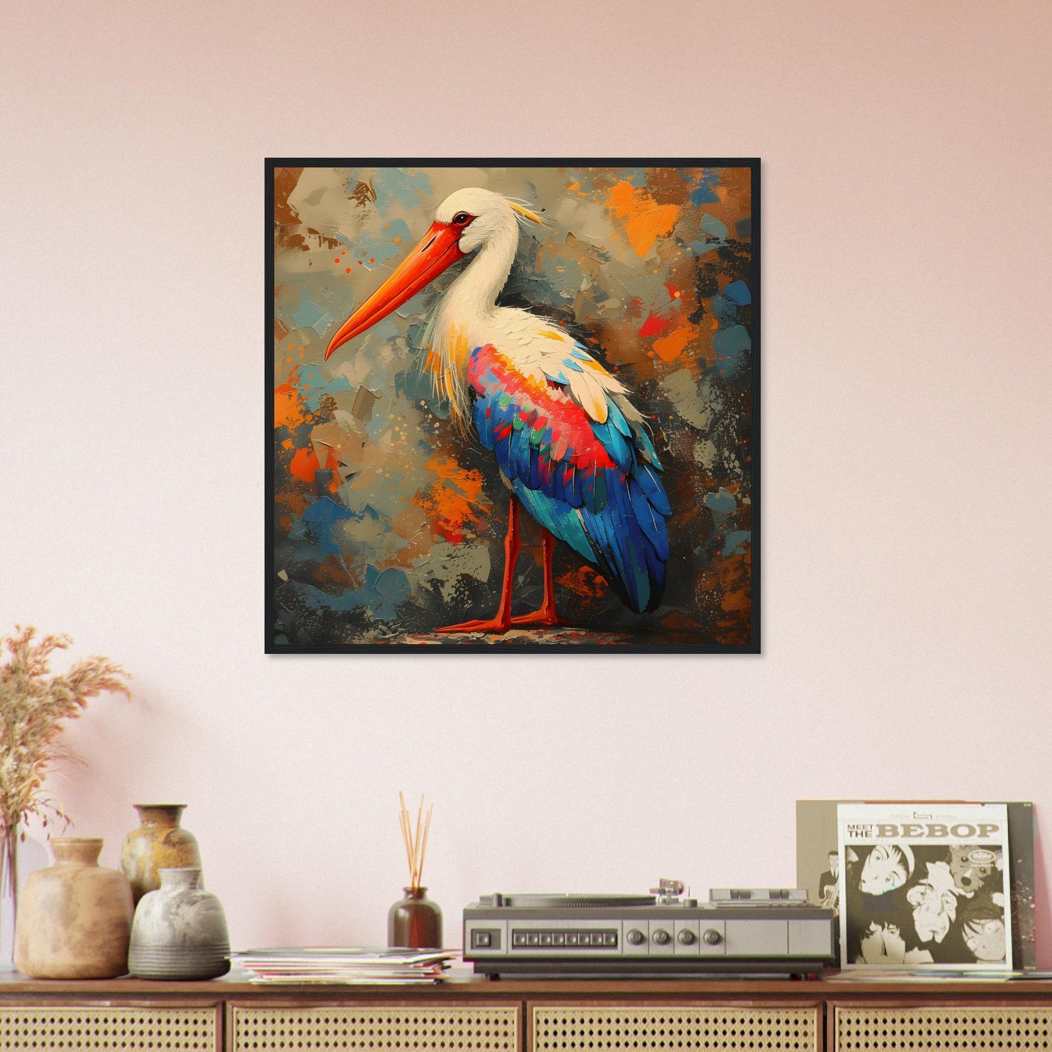 A Stork DIpped In Paint - Premium Framed Poster - #wall_art_masterpiece#