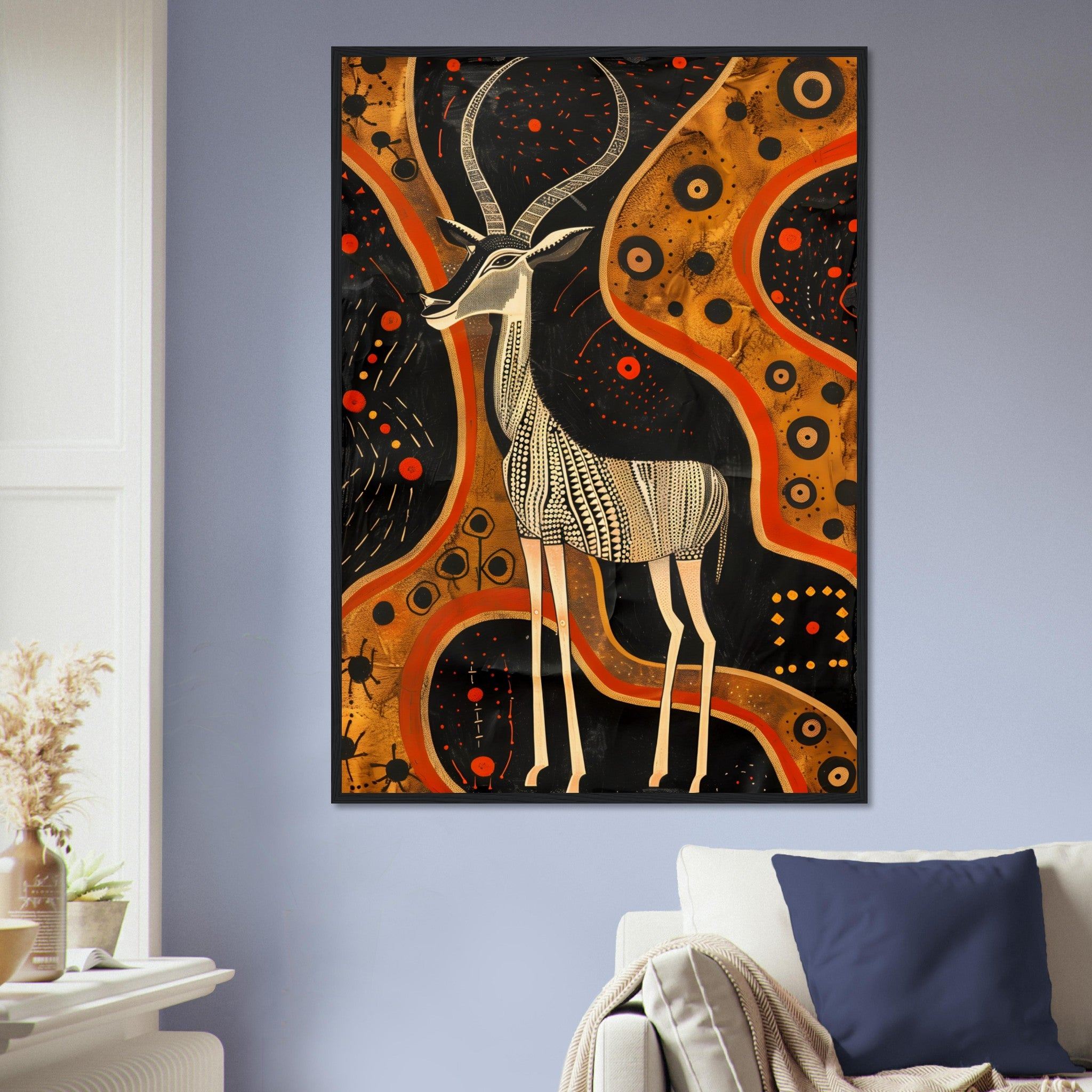 African Tribal Art: Impala - Premium Framed Poster - #wall_art_masterpiece#