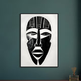 African Tribal Art: Minimalist Tribal Mask 02 - Premium Framed Poster - #wall_art_masterpiece#