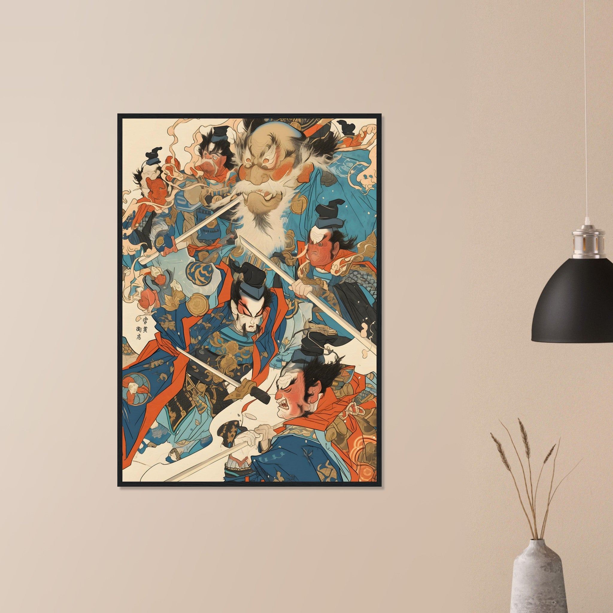 Utagawa Kuniyoshi Inspired: A Struggle For Power - Premium Framed Poster - #wall_art_masterpiece#