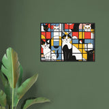 Mondrian Inspired: Suspicious Cats - Premium Matte Poster - #wall_art_masterpiece#