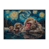 Japanese Macaque's In Hot spring - Premium Framed Poster - #wall_art_masterpiece#