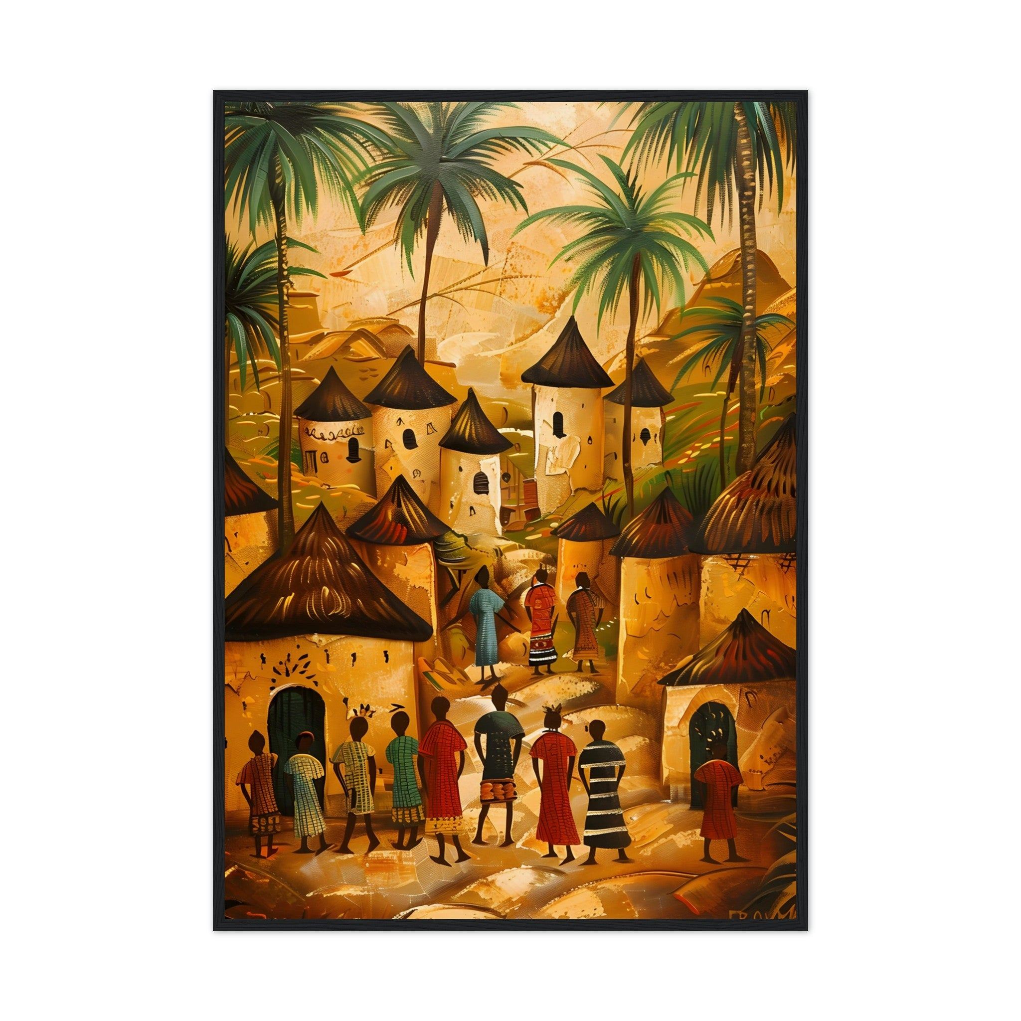 African Tribal Art: A Vibrant Community - Premium Framed Poster - #wall_art_masterpiece#