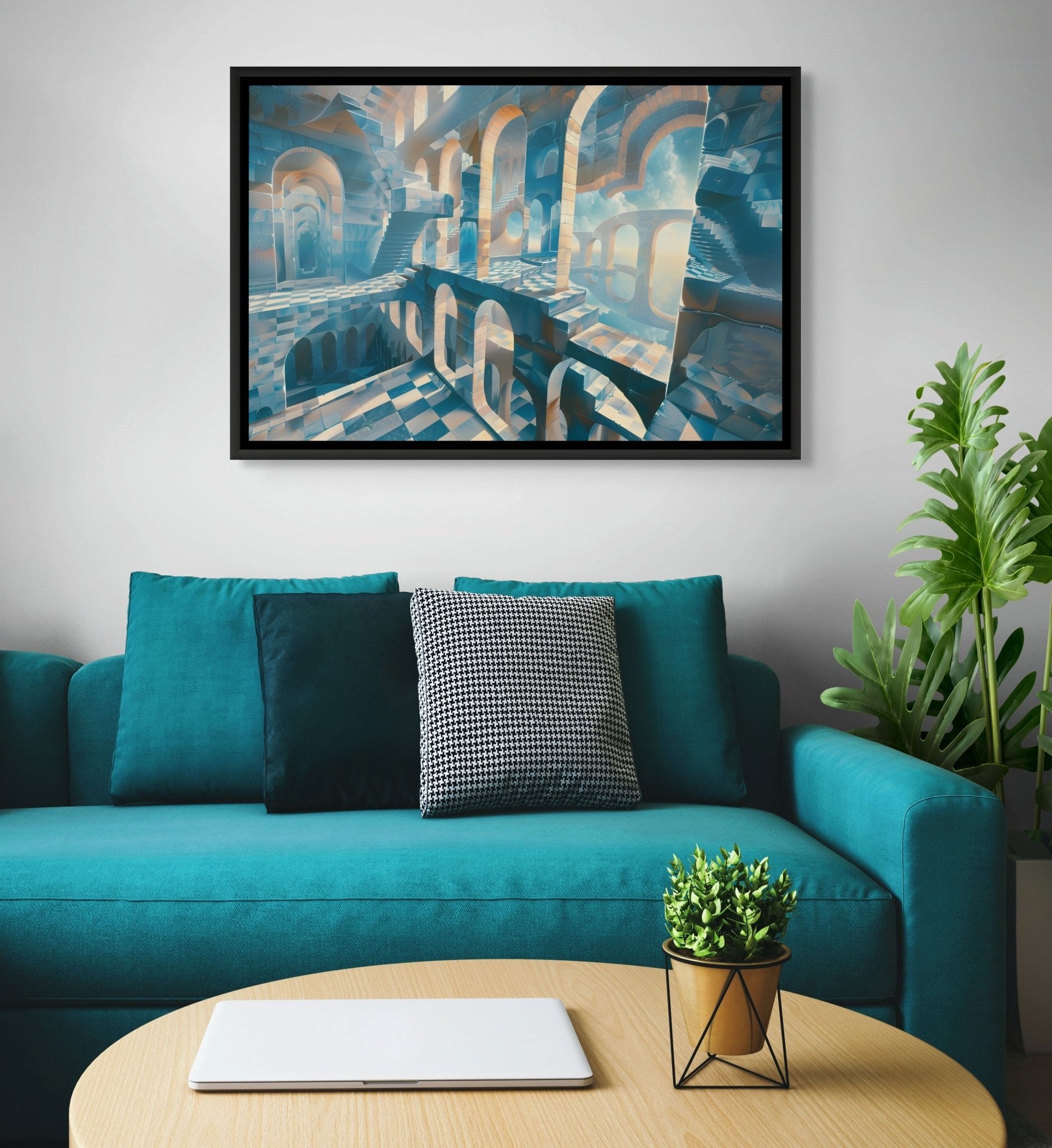 City Scape Illusion - Framed Canvas - #wall_art_masterpiece#